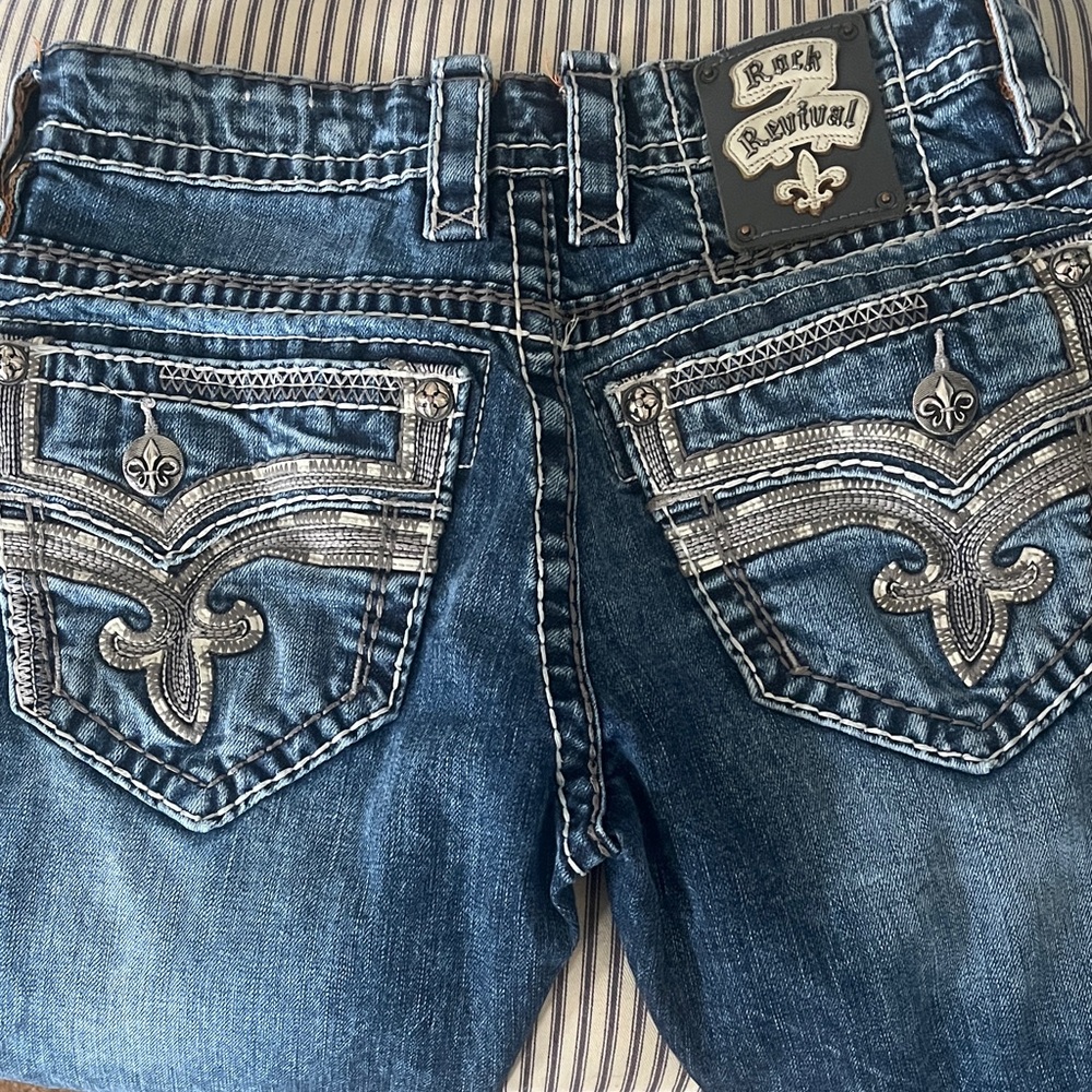 Rock Revival “Teddy” Embellished Blue Denim Jeans